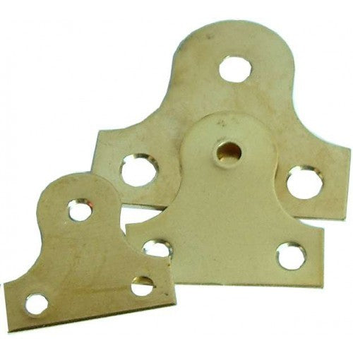 Sleek 1-1/2 inch glass plates for secure mounting of art and mirrors, crafted from rust-resistant pressed brass.