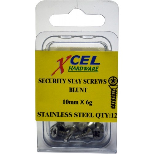 Stainless steel blunt security stay screws, 6gx10mm, designed for discreet and effective window security.