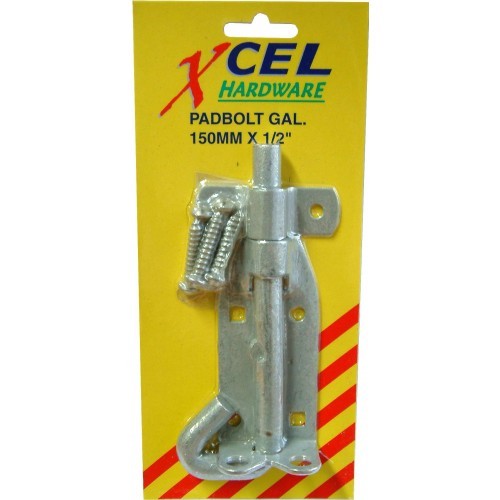 Heavy-duty galvanised steel padbolt, 200mm long, double eye design for secure closures on outdoor gates and doors.