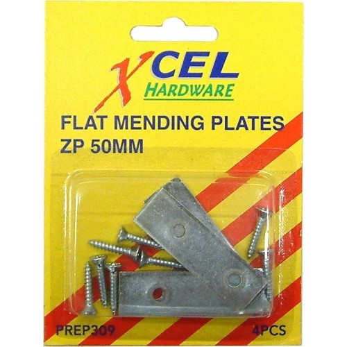 Brackets Flat Mending Plate Z.P 75mm (4) for sturdy furniture repair, featuring predrilled holes for easy installation.