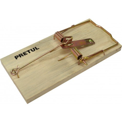Wooden rat trap with durable design, heat-treated spring, and reusable for effective pest control in homes and businesses.