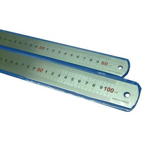 Durable 1000mm stainless steel ruler with clear metric markings, perfect for precise measurements in any project.