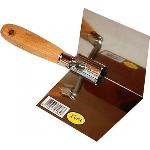 Drywall Inside Corner Trowel #6200 with steel blade and wooden handle for precise finishing of inside corner joints.