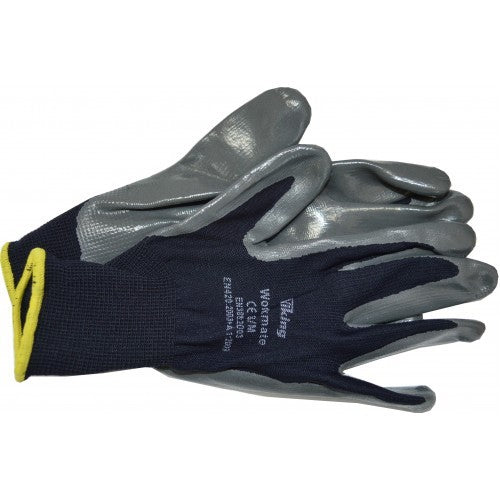 Viking Workmate Nitrile Gloves 2XL pack of 12, durable and protective for industrial and automotive tasks.
