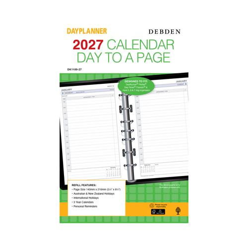 2027 Day to a Page Desk Organiser Refill - Debden Dayplanner