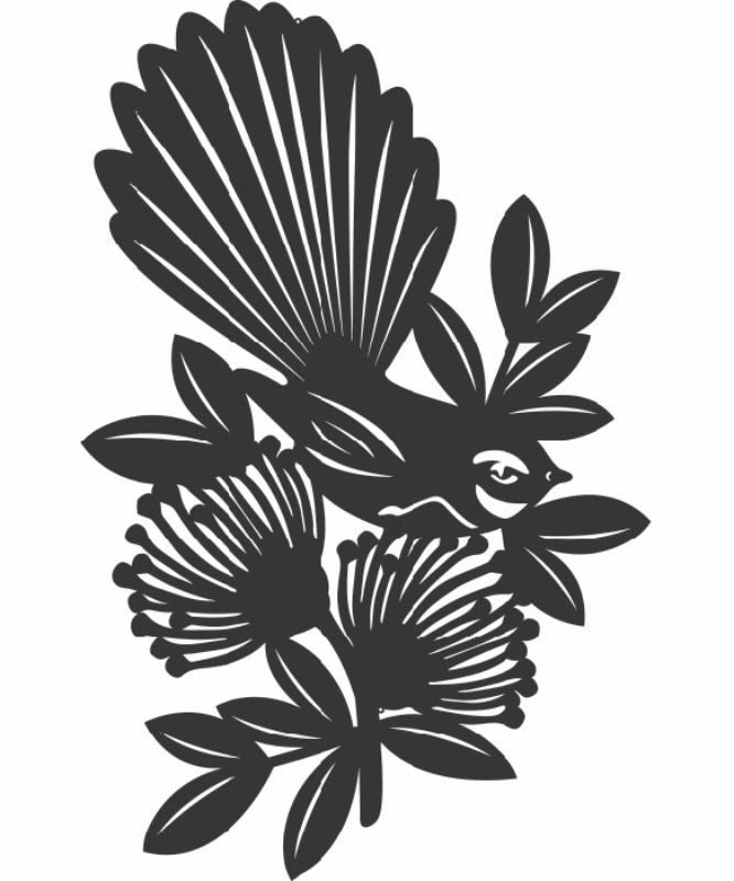 Wall Art - Fantail/Pohutukawa (60cm)