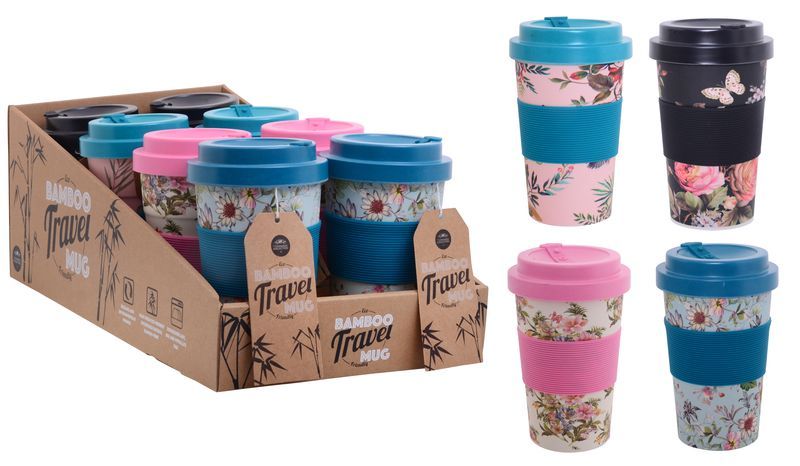 Bamboo Floral Travel Mug - 14cm (Set of 4)