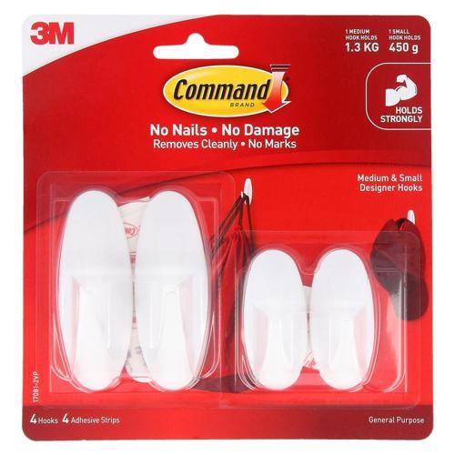 Command Designer Hooks Value Pack 17081-2VP-4PK Medium Clear Pack of 4