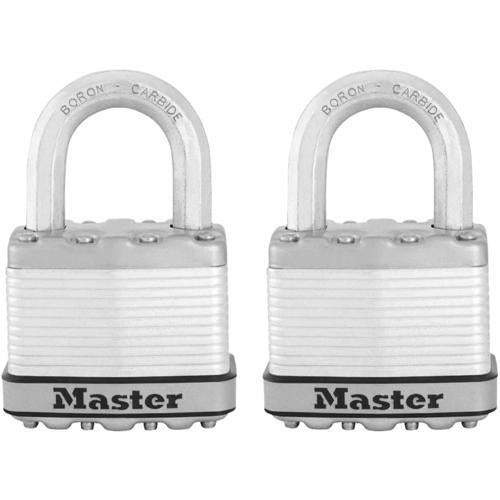 Master Lock Magnum Laminated Stainless Steel Padlock 51mm Silver Pack of 2