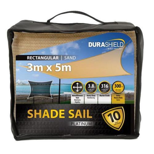 Durashield Platinum Shade Sail Platinum Rectangle 3 X 5M Sand