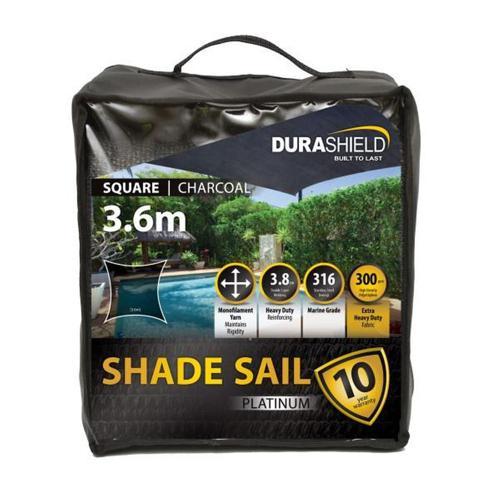 Durashield Platinum Shade Sail Platinum Square 3.6M Charcoal