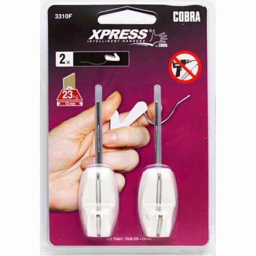 Cobra Medium Picture Hooks For Plasterboard 2 Pack White Pack of 2