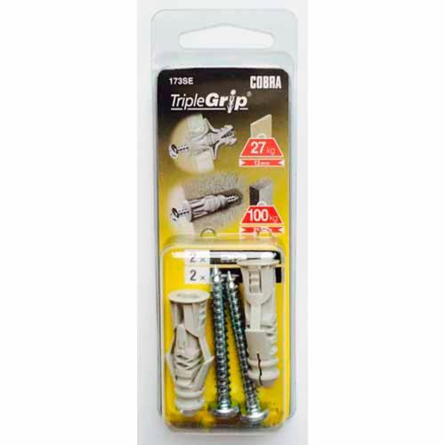 Cobra Universal Anchors For Plasterboard Or Solid Walls 6mm Screw Pack of 2