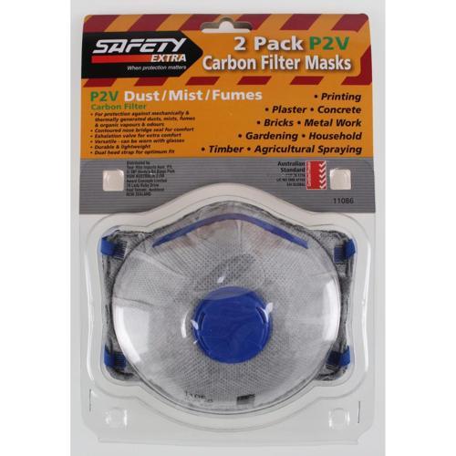 Safety Extra P2V Disposable Carbon Respirator Pack of 2