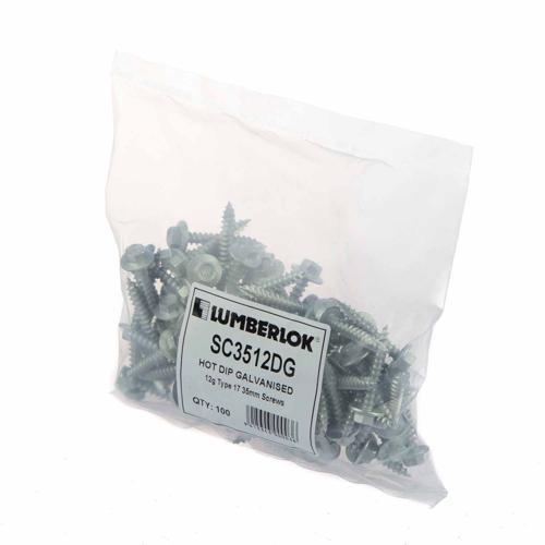 Lumberlok Hex Head Screws Type 17-12g X 35mm Pack of 100 Galvanised
