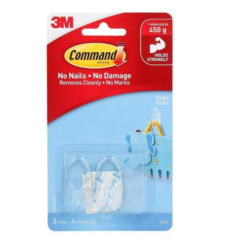 Command Hooks Small Clear Pack of 2