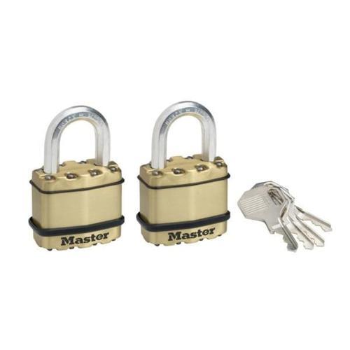 Master Lock Laminated Steel Padlock 45mm Brass Pack of 2