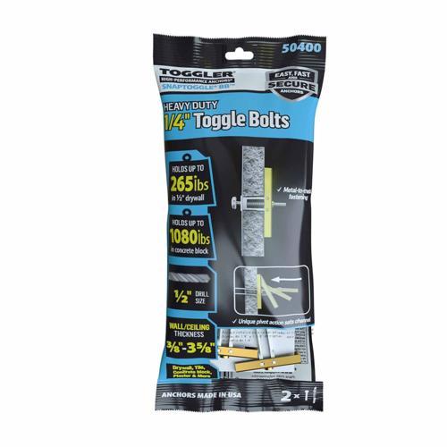 Toggler Heavy Duty Toggle Bolts 1-4 Iches (2.54/10.16cm) White Pack of 2