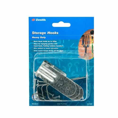Zenith Tool Storage Hooks Large Zinc Plated Pack of 6