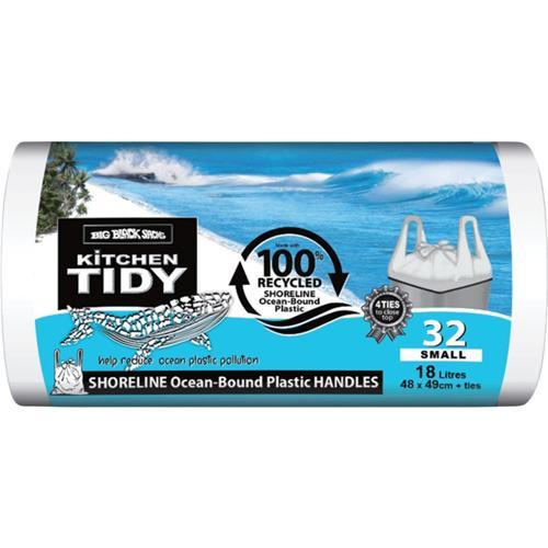 Big Black Sacks Shoreline Ocean-Bound Plastic Rubbish Bag 32 Pack of 24