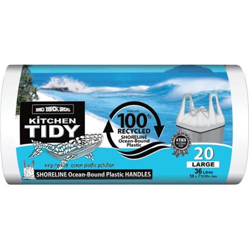 Big Black Sacks Shoreline Ocean-Bound Plastic Rubbish Bag 20 Pack of 24