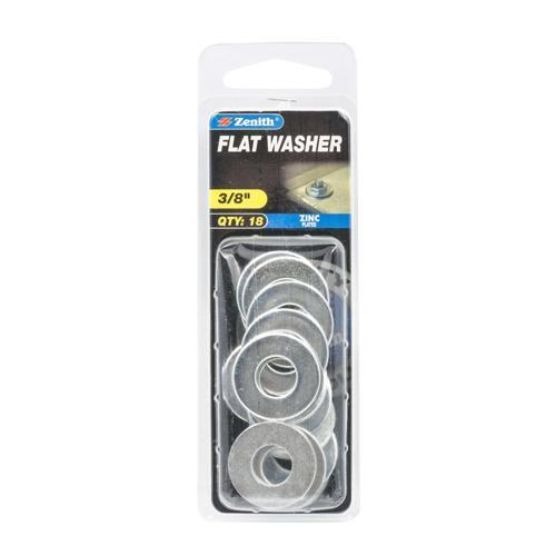Zenith Flat Washer 3/8 Inch Zinc Plated Pack of 18
