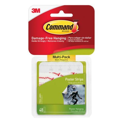 Command Adhesive Poster Strips Small White Pack of 48