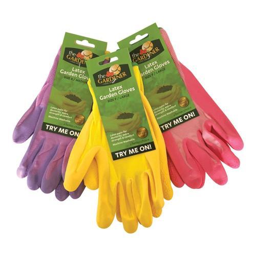 The Gardener Gloves Gardening Latex Coloured 8-GLOLATS