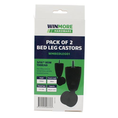 Winmore Hardware Bed Leg Castor 50mm Black