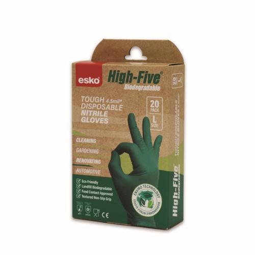 Esko Tough Dispoable Biodegradable Nitrile Gloves Large Green