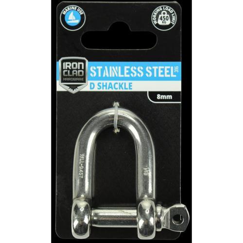 Iron Clad D Shackle 8mm Stainless Steel 316