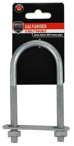 Iron Clad U Bolt Double 32mm Galvanised