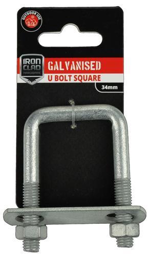Iron Clad U Bolt Square 34mm Galvanised
