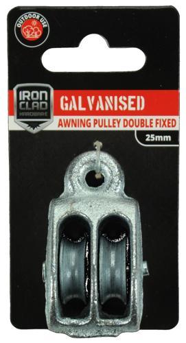 Iron Clad Double Fixed Awning Pulley 25mm Galvanised