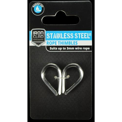 Iron Clad Rope Thimble 3mm Stainless Steel 316 Pack of 2