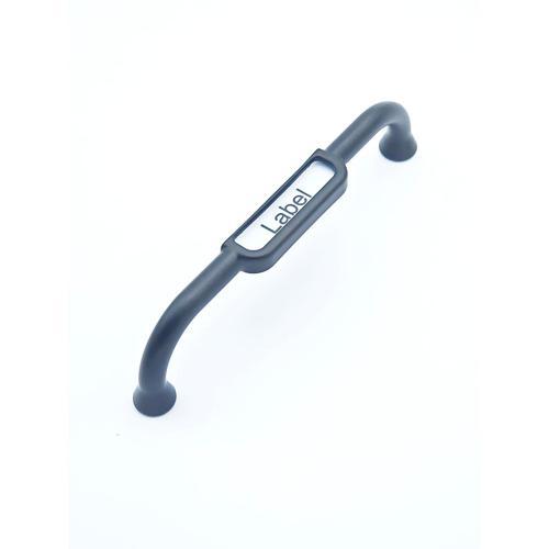 Cabinet Handles With Label Holder 128mm Black Pack of 2