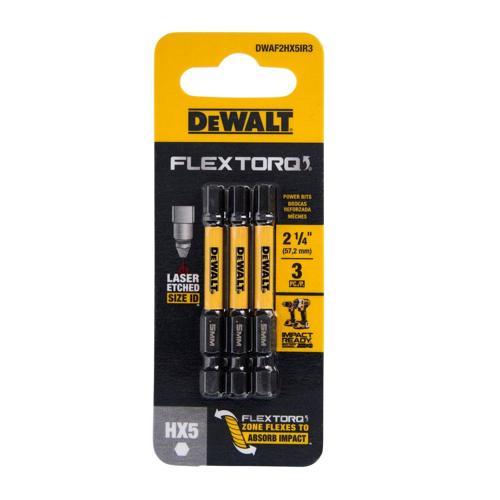 DeWALT FLEXTORQ H5 HEX Impact Screwdriving Bits Pack 3