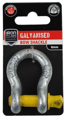 Iron Clad Bow Shackle 8mm Galvanised