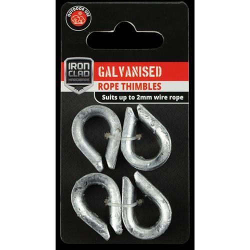 Iron Clad Rope Thimbles 2mm Galvanised Pack of 4