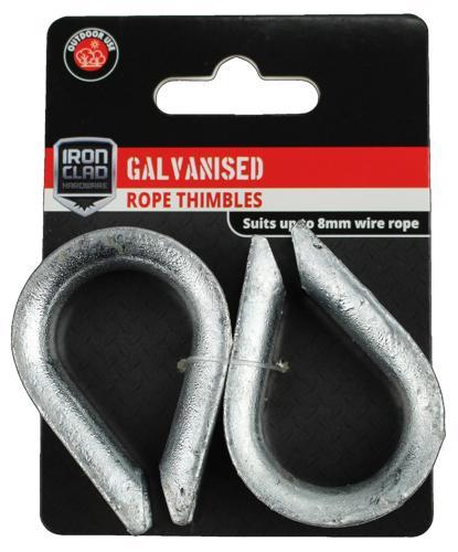Iron Clad Rope Thimbles 8mm Galvanised Pack of 2