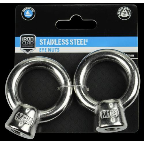 Iron Clad Eye Nut 12mm Stainless Steel 316 Pack of 2