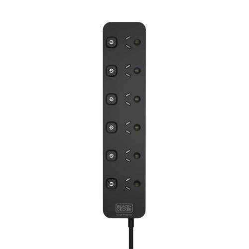 Black+Decker Power Board 6 Outlet With Surge Protection And Individual Switches