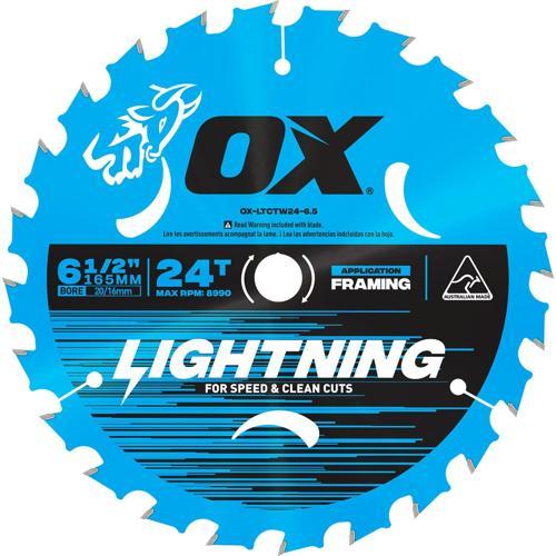 Ox Pro Lightning Circular Saw Blade 24T 165mm Blue