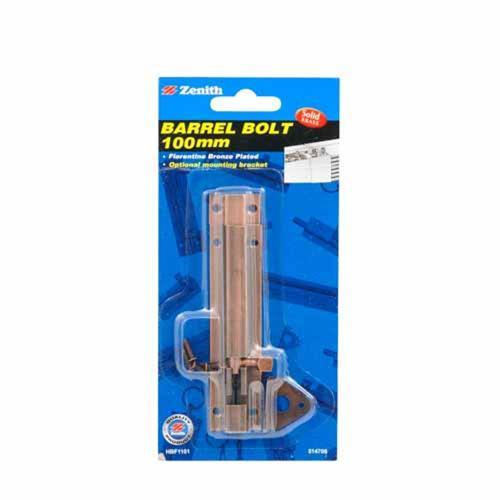 Zenith Barrel & Security Bolt 100mm Florentine Bronze Plated