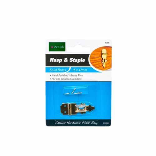 Zenith Hasp And Staple 15 X 47mm Polished Brass Finish