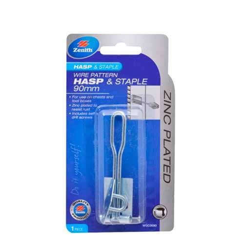 Zenith Wire Pattern Hasp & Staple 90mm Zinc Plated