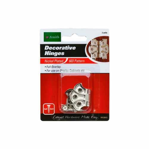 Zenith Decorative Hinges 35mm Nickel Plated Pack of 2