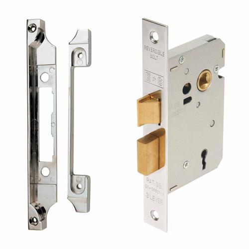 Windsor Lock Kit 3 Lever Rebated 155mm 24mm 78mm Bright Chrome Plate