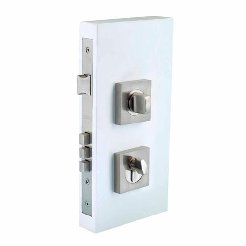 Windsor Pull Handle Double Turn Lock Square 60mm Brushed Nickel Finish