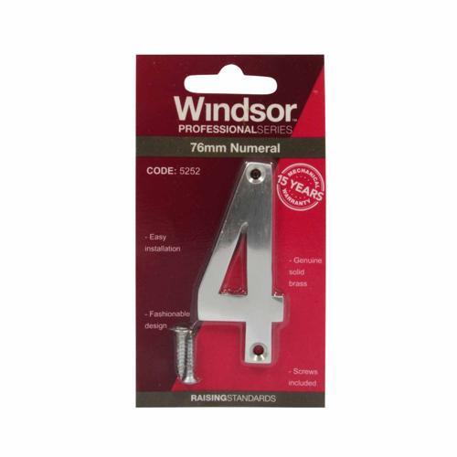 Elements Hardware Modern Numeral #4 76mm Satin Chrome Finish